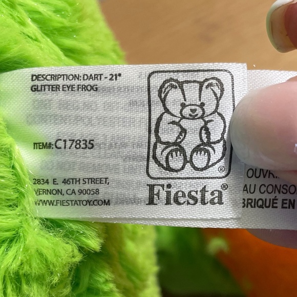 Fiesta Dart Frog Plush Colorful Stuffed Animal Big Glitter Eyes Large 21” Toy - Picture 6 of 8